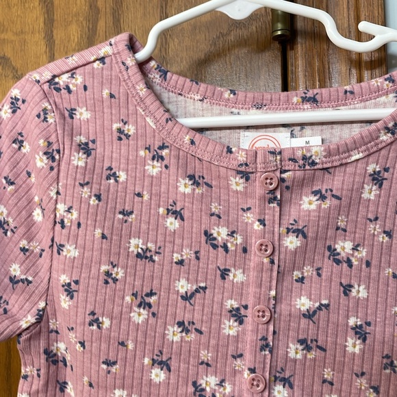 WONDER NATION NWT Medium (7/8) ribbed pink shirt with daisy floral design short - Picture 3 of 8
